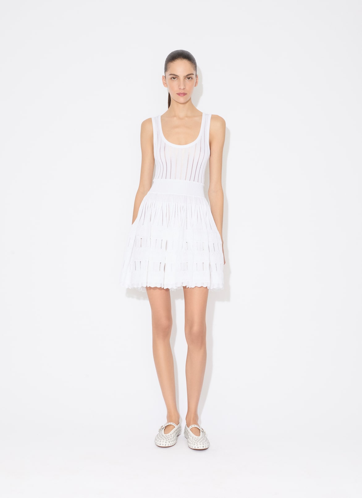 Shiny crinoline dress ALAÏA OPTIC WHITE SHINY CRINOLINE DRESS